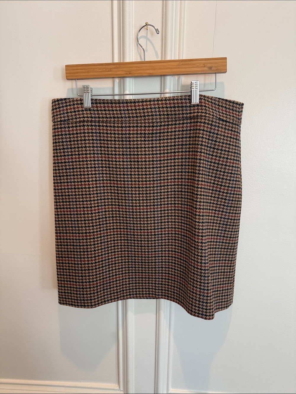 J. Crew Brown and Black Houndstooth Pencil Skirt